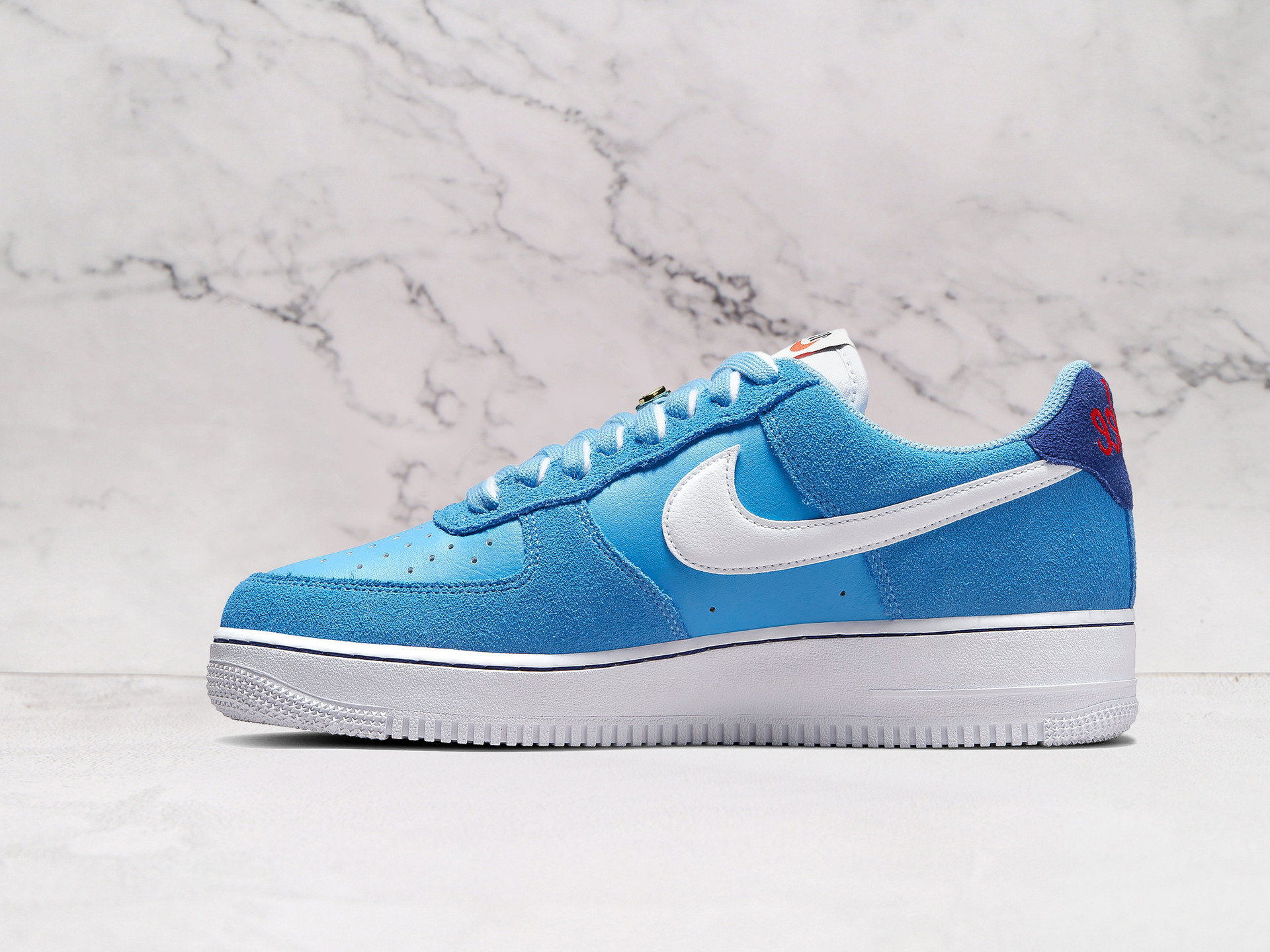 Nike Air Force 1 Low 'First Use University Blue' – University Blue Leather and Suede with White Swoosh Outline