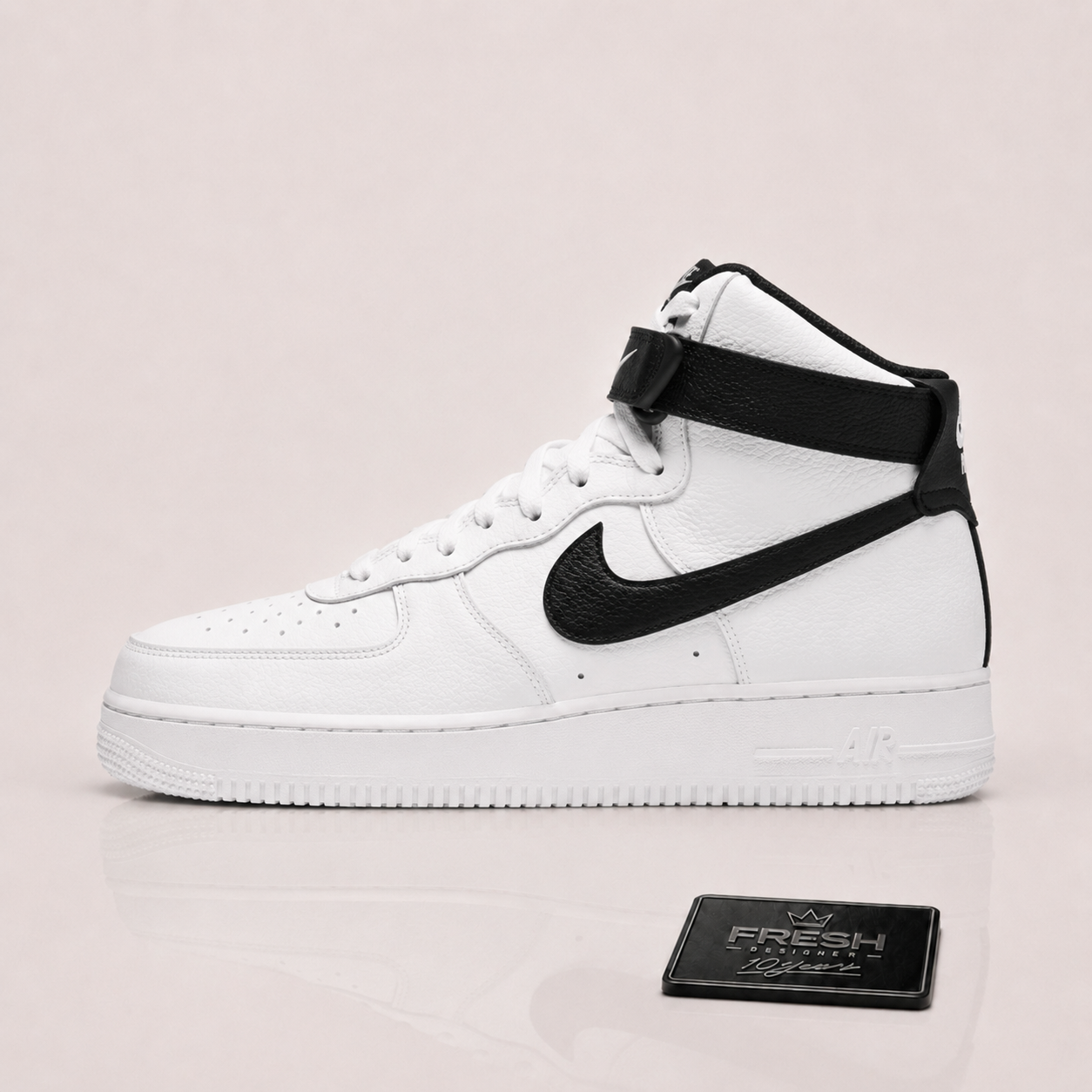 Air force 1 High White black Pebbled leather