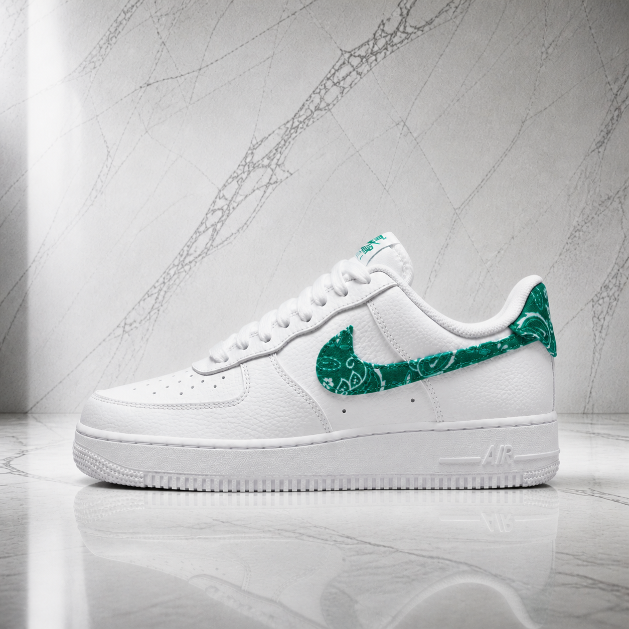 Air force 1 White green Paisley