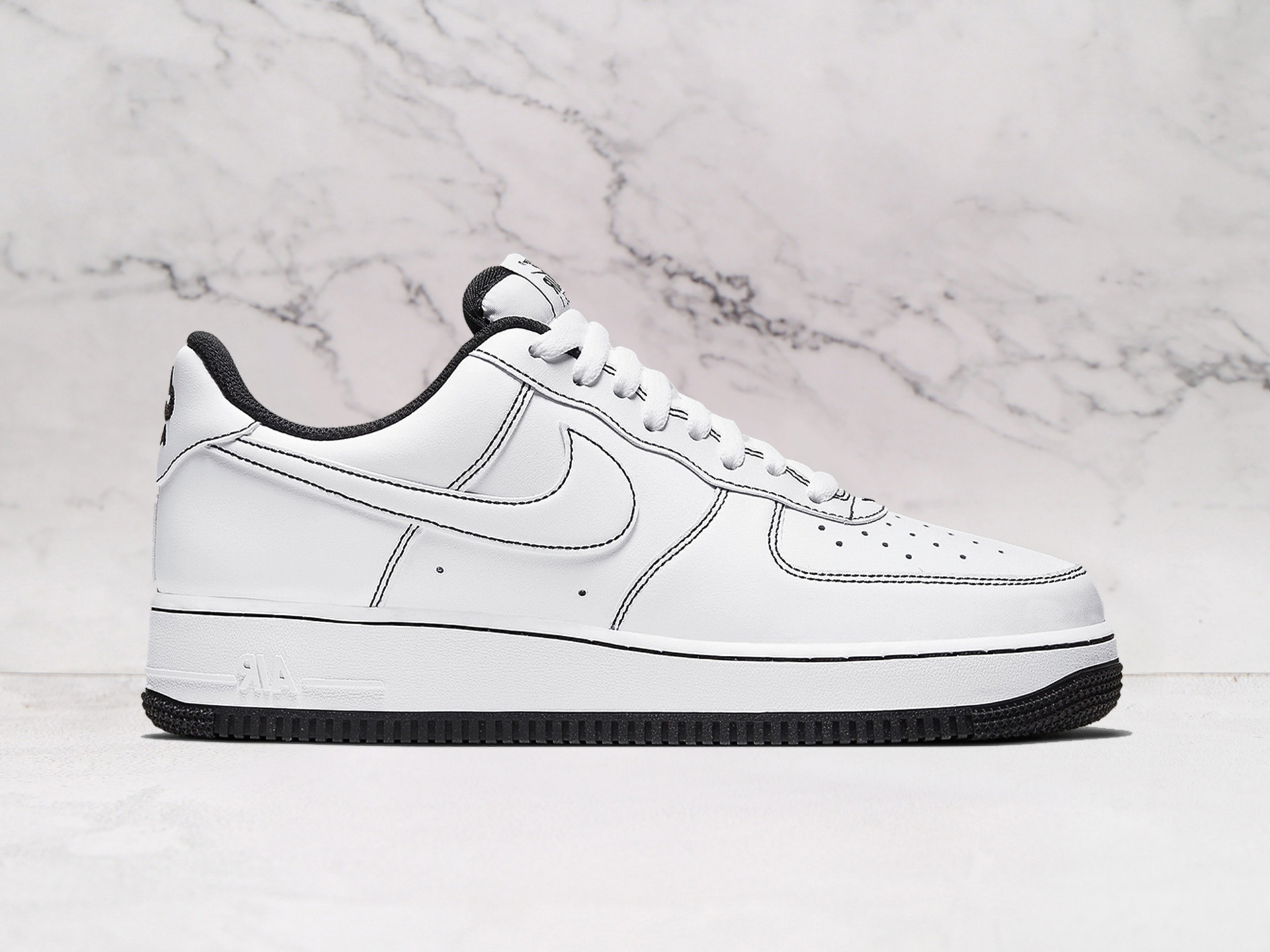 Nike Air Force 1 Low 'Contrast Stitch – White Black' – White Leather with Black Stitching