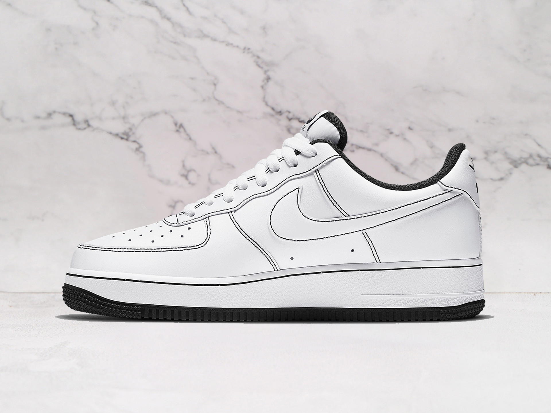Nike Air Force 1 Low 'Contrast Stitch – White Black' –  Black Stitching