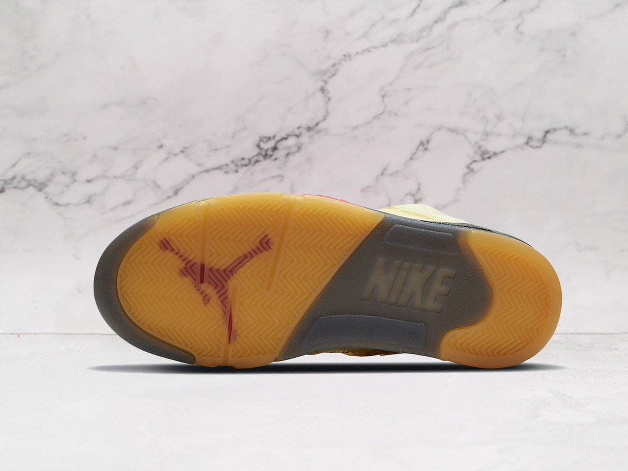 Off-White Branding & Reflective Silver Tongue – Air Jordan 5