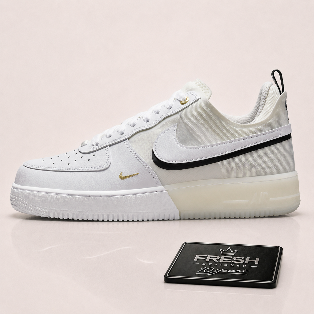Air Force 1 React White Sail Black