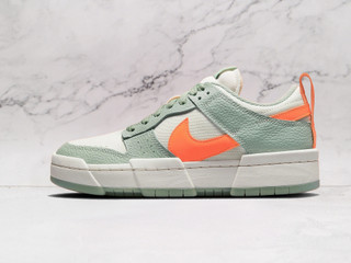 Nike Dunk Low Disrupt ‘Sea Glass/Hyper Crimson’ – Synthetic Leather and Suede Sneaker with Hyper Crimson Swoosh and Platform Sole