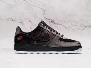 Nike Air Force 1 '07 QS 'Velvet Rose' – Black Velvet Upper with Embroidered Rose on Heel