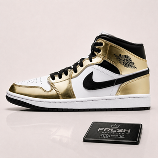 Air jordan 1 Mid Metallic gold Black white