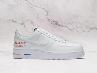 Nike Air Force 1 Low 'NBA Paris Game' – White Leather Upper with NBA Paris Branding and Red/Blue Midsole Accents