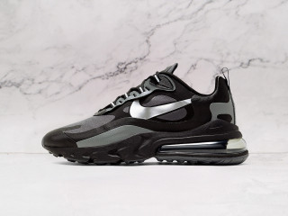 Nike Air Max 270 React Winter Black Dark Grey side profile featuring a weather-resistant black and dark grey upper, React foam midsole, and oversized Air Max heel unit for superior winter-ready cushioning