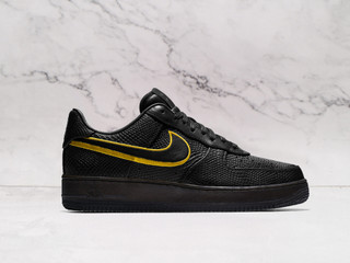 Nike Air Force 1 Low 'Kobe Bryant' – Black Leather Upper with Embossed Mamba Logo and Yellow Swoosh