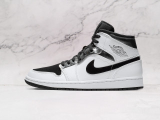 Air Jordan 1 Mid 'Alternate Think 16' – White Leather Upper with Black Overlays and Silver Accents