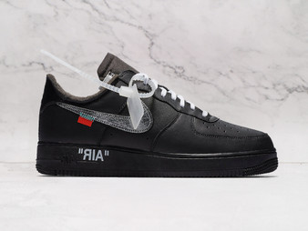 Air Force 1 Off-White MoMA – Black Leather Sneaker with Metallic Silver Swoosh
