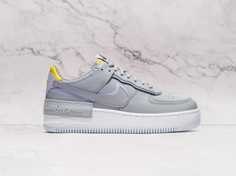 Nike Air Force 1 Shadow Wolf Grey Lavender Mist – Layered Leather Sneaker with Double Swoosh and Chunky Midsole