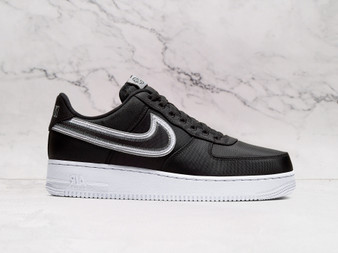 Nike Air Force 1 Low 'Reverse Stitch' Black – Black Leather Upper with White Swoosh and Reverse Stitching Details