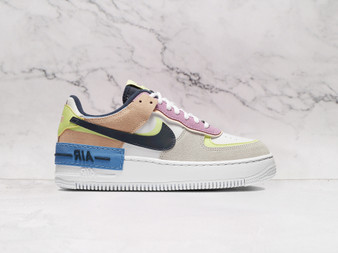 Nike Air Force 1 Shadow 'Photon Dust Crimson Tint' – Photon Dust Leather Upper with Barely Volt, Crimson Tint, and Royal Pulse Accents