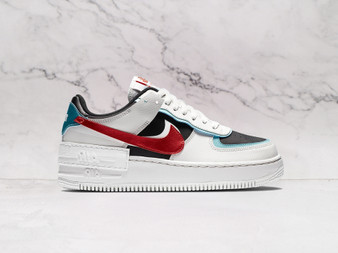 Nike Air Force 1 Shadow 'Bleached Aqua Chile Red' – Summit White Leather Upper with Bleached Aqua and Chile Red Accents