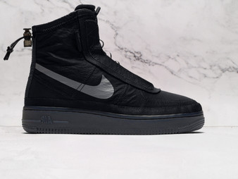Nike Air Force 1 Shell Black with sprayed Swoosh