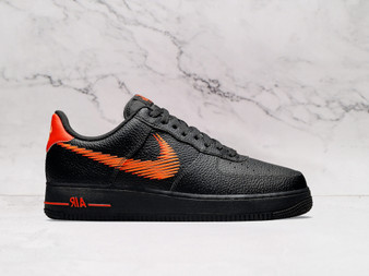 Nike Air Force 1 LV8 'Zig Zag' Black Orange – Black Leather with Orange Stitching