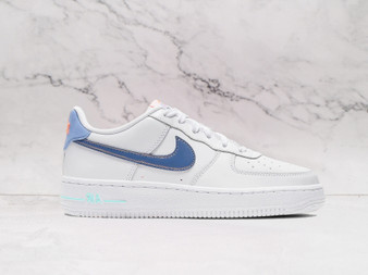 Nike Air Force 1 LV8 White Dark Purple Dust – White Leather Upper with Metallic Swoosh Logos and Sunset-Inspired Accents