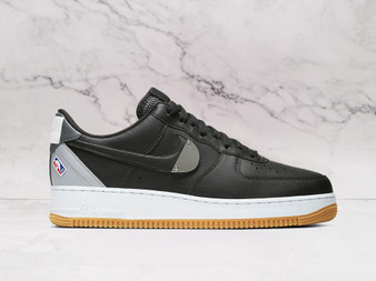 Nike Air Force 1 LV8 NBA Black – Black Leather Upper with NBA Branding and Basketball Graphic