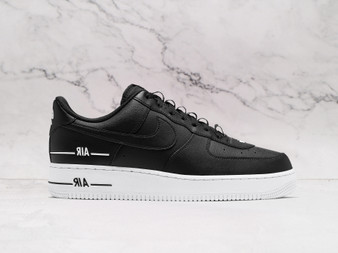 Nike Air Force 1 LV8 Double Air Black – Black Leather Upper with Layered Swoosh Logos