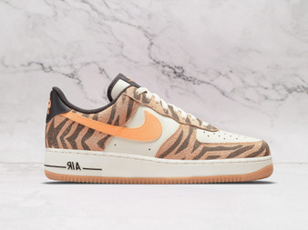 Nike Air Force 1 '07 Premium 'Daktari Stripes' – Coconut Milk Leather Upper with Zebra Print and Orange Accents