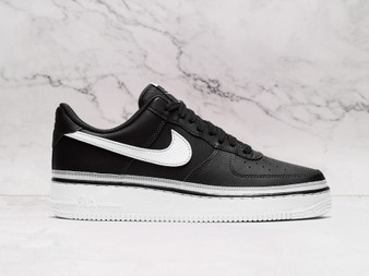 Nike Air Force 1 Low 'Ribbon' Black/White – Black Leather Upper with White Swooshes and Ribbon Detail