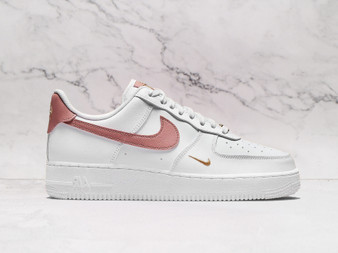 Nike Air Force 1 '07 Essential 'White Rust Pink' – Women's White Leather Sneaker with Rust Pink and Gold Accents
