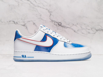 Nike Air Force 1 Low '07 Pacific Blue – White Leather Upper with Tie-Dye Leather Accents in Pacific Blue