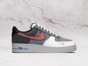 Nike Air Force 1 Low 'Recycled Jerseys Pack' – Grey Leather with Red and Green Accents