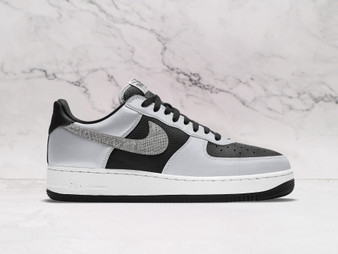 Nike Air Force 1 'Silver Snake' – Black Leather Upper with Reflective Silver Snake Print Overlays