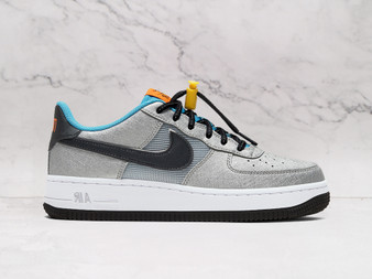 Nike Air Force 1 'Sky Nike' – Metallic Silver Leather Upper with Black Leather Overlays and Black Swoosh