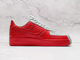 Nike Air Force 1 Low 'Split' – White Leather Upper with Crimson Reptile-Textured Overlays