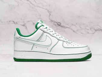 Nike Air Force 1 Low 'Contrast Stitch – White Pine Green' – White Leather with Pine Green Stitching