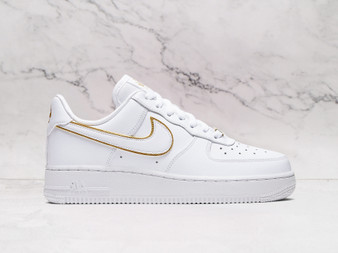 Air Force 1 Icon Clash White – White Leather with Metallic Gold Accents