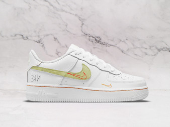 Nike Air Force 1 White Crimson – Green Swoosh and Orange Heel Tab