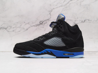 Air Jordan 5 Retro Racer Blue with Black Nubuck Upper and Reflective Silver Tongue