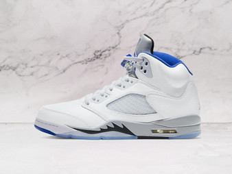 Air Jordan 5 Retro White Stealth 2021 with Reflective Tongue and Stealth Grey Accents