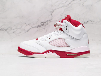 Air Jordan 5 Retro 'Pink Foam – Premium White Leather with Vibrant Pink & Red Accents