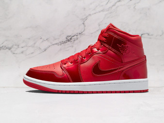 Air Jordan 1 Mid SE Pomegranate Red Leather with Patent Overlays
