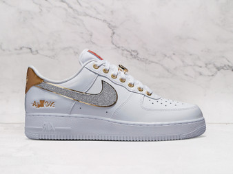 Nike Air Force 1 Low 'NOLA' White Patent Leather with Gold and Red Accents