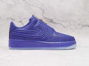 Serena Williams x Nike Air Force 1 Low Lapis DR9842-400 with gold zipper and purple leather