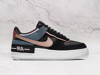 Nike Air Force 1 Shadow CU5315-001 – black leather with beige Swoosh and pink accents