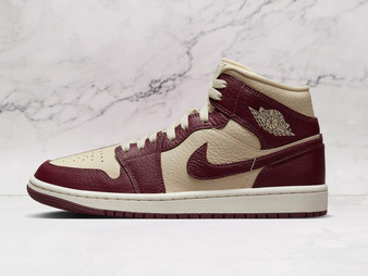Jordan 1 Mid Split Beach Cherrywood Red – Two-Tone Leather Sneaker