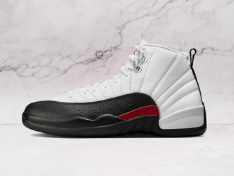 Air Jordan 12 Red Taxi – Side Profile with Bold Red Accents