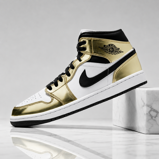 Air jordan 1 Mid Metallic gold Black white