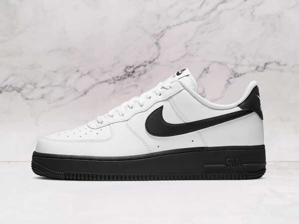 Nike Air Force 1 Low White Black Sole with Black Swoosh and rubber sole