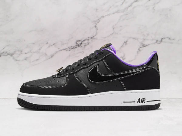 Nike Air Force 1 Low World Champ Black Purple with Gold branding and Black sole