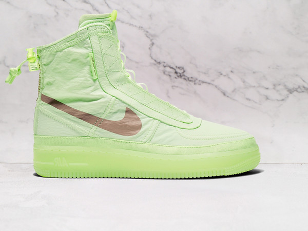 Nike Air Force 1 High Shell Volt (BQ6096-700)—neon volt shell, black Swoosh