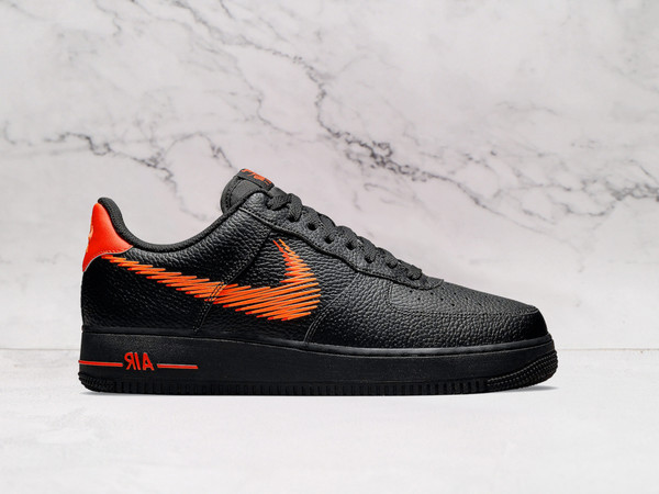 Nike Air Force 1 LV8 'Zig Zag' Black Orange – Black Leather with Orange Stitching Nike Air Force 1 LV8 'Zig Zag' Black Orange – Black Leather with Orange Stitching