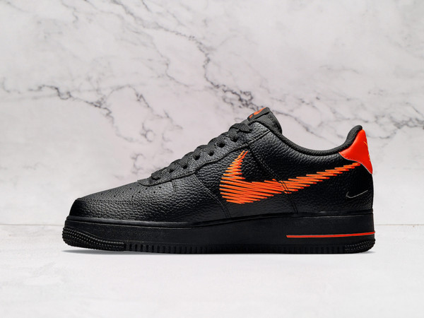 Nike Air Force 1 LV8 'Zig Zag' Black Orange – Tumbled Leather with Vibrant Stitching Nike Air Force 1 LV8 'Zig Zag' Black Orange – Tumbled Leather with Vibrant Stitching